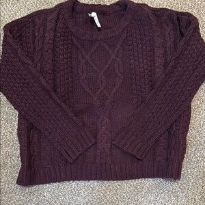 MUDD Cable Knit Sweater - Deep Burgundy